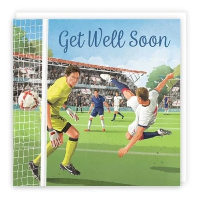 Image of Hunts England Football Get Well Soon Card For Him Milo&#039;s Gallery Footy Feel Better Footie Fans Boys, Men, Husband, Dad, Grandad, Son, Brother