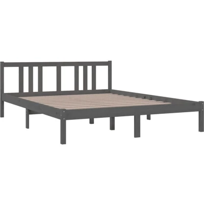Image of vidaXL Bed Frame without Mattress Grey Solid Wood 150x200 cm King Size
