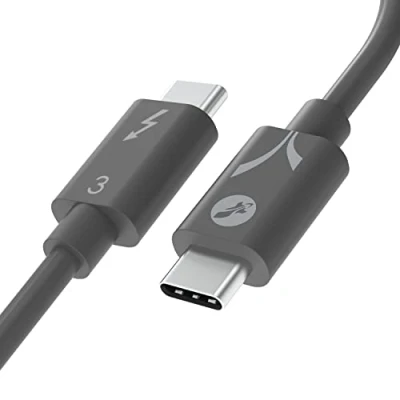 Image of SABRENT USB C Thunderbolt 3 cable 100W (Intel certified) 40Gbps, tb3 for a super fast transfer and charging, Docking station, Laptops, MacBooks, Galaxy S22 S21 S20, more, 20cm (CB T320 GRY)