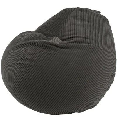 Image of bananair Bean Bag Chair for Adults &amp; Kids Soft Elegant Corduroy Fabric Comfortable Foam Filling Removable Washable Cover Practical Bags, Easy to Transport (80x70 cm, Dark Grey)