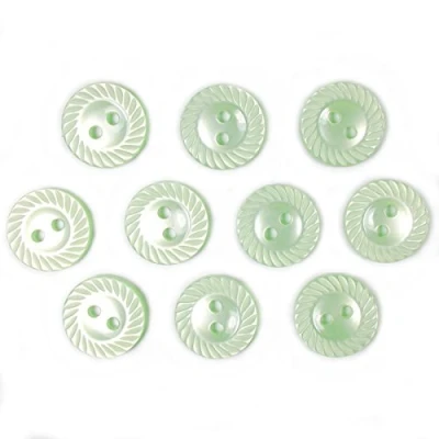 Image of Milled Edge Round Plastic Buttons 14mm Wide Pack of 10 (Green)