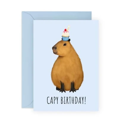 Image of Central 23 Happy Birthday Cards For Her Him Capy Capybara Funny Animal Puns Cute Greeting Men Women Gifts Mum Dad Sister Comes With Fun Stickers
