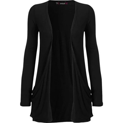 Image of WearAll Ladies Long Sleeve Boyfriend Cardigan Womens Top Black 20/22