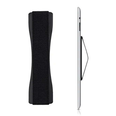 Image of kwmobile Finger Holders for Tablets Set of 1 Self Adhesive Elasticated Holder Straps Tablet Pad Black