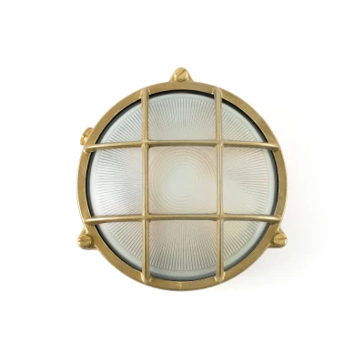 Image of Noray 1 Light Outdoor Bulkhead Wall Brass IP65, E27