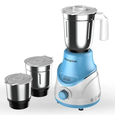 Image of Crompton DS 500W Mixer Grinder with Powertron Motor &amp; Vent X Technology (3 Stainless Steel Jars, Sky Blue)