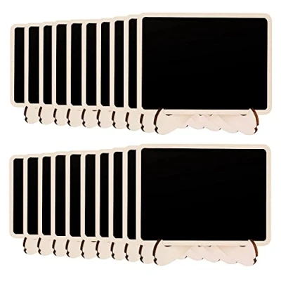 Image of Amazon Basics Wood Mini Chalkboards Signs with Support Easels, 20 Pack, Black
