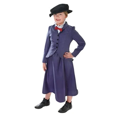 Image of Bristol Novelty CC196 Nanny Costume set For Kids Blue Childs, Multi Colour, Age 8 10 Years Old