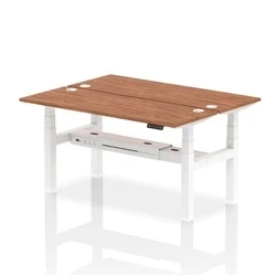 Image of Air B2B 1600x600mm Height Adjustable 2P Bench Desk CP Walnut/White