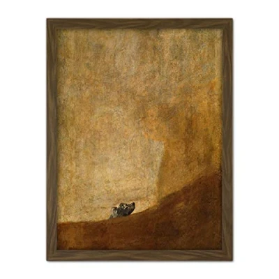 Image of Goya Dog Painting Artwork Framed Wall Art Print 18X24 Inch