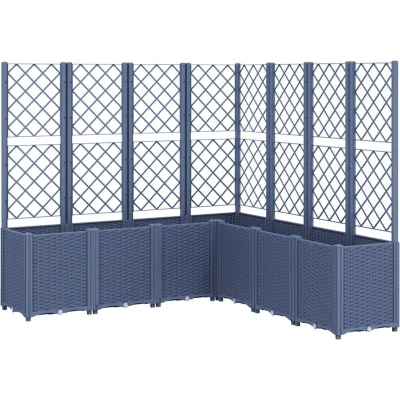Image of vidaXL Garden Planter with Trellis Blue Grey 160x160x140 cm PP