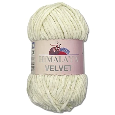 Image of Wohnkult Himalaya 100 g Velvet Dolphin Wool, 40 Colours to Choose From, Chenille Knitting Yarn, Fluffy Shiny Accessory, Clothing, Blankets (90008, Vanilla)