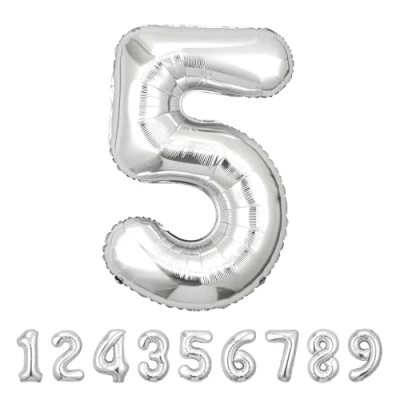 Image of Number Balloons 5,Sliver 5 Balloon 40 Inch Giant Helium Foil for Boys Girls Party Decor Birthday Anniversary Graduation Decorations Supplies
