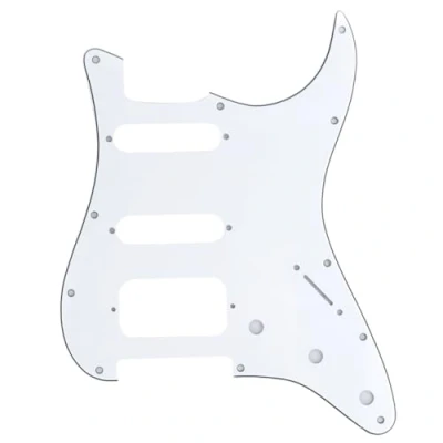 Image of Musiclily Pro 11 Hole Round Corner HSS Guitar Strat Pickguard for USA/Mexican Stratocaster Open Pickup,3Ply White
