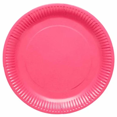 Image of Amscan 9915400 202 66 Bright Pink Eco Friendly Recyclable Paper Party Plates 8 Pack