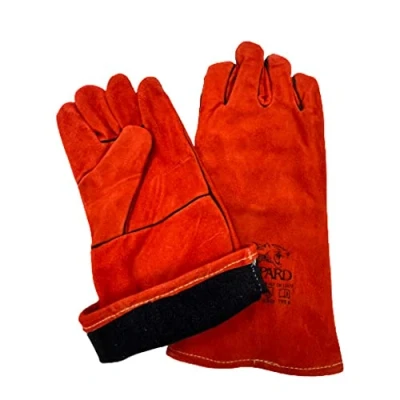 Image of 2 x 1 Welding Gloves Long Leather Gaunlets Heat Resistant Lined MIG ARC Welders