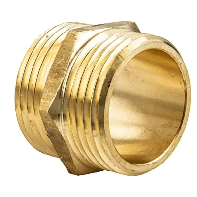 Image of Nipple Double Brass Blank on Both Sides External Thread 3/8 Inch