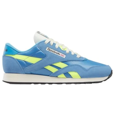 Image of Reebok Classic Nylon Unisex Trainers, Size: 45, Essentiall bluee solar acid yellow vintage chalk shoes