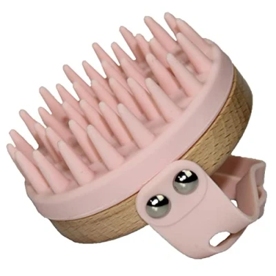Image of Bodylife Home Scalp Massager Shampoo Brush Soft Silicone Bristles For Hair &amp; Care Pink