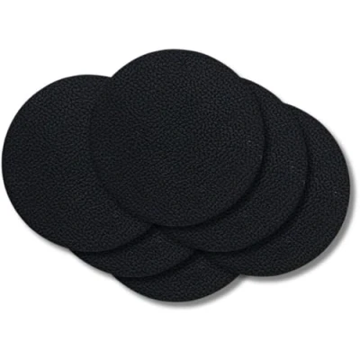 Image of Jay Hill Coasters Vegan leather Black ø 10 cm 6 Pieces