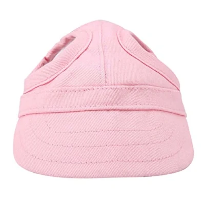 Image of Dog Baseball Cap Pet Sports Hat Outdoor Sunbonnet Fashionable Sun Adjustable Stripe Summer Travel with Ear Holes (S Pink)