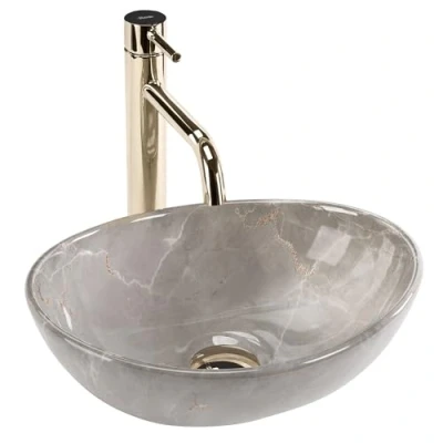 Image of Rea Sofia Mini Kashmir Countertop Washbasin Bathroom Sink 35 x 26 12.5 cm Ceramic (Imitation Stone)