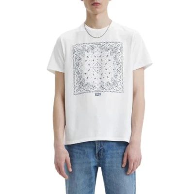 Image of Levi&#039;s Men&#039;s Graphic Crewneck Tee T Shirt, Bandana Bw White+, S