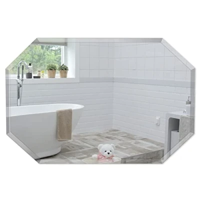 Image of Neue Design Mood Octagonal Bathroom Mirror Wall Mounted, Frameless Modern &amp; Stylish with Contemporary Bevelled Edges (40cm x 50cm)