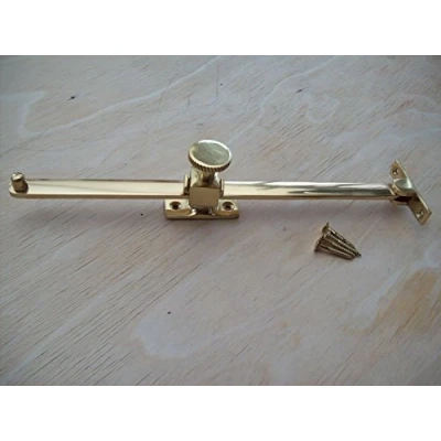 Image of IRONMONGERY WORLD® 10&quot; INCH/250MM Polished Brass Sliding Screw Down Lock Window Casement Stay