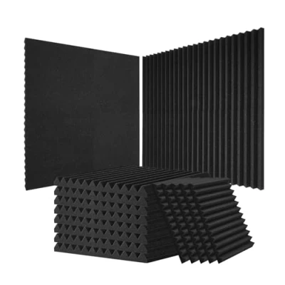 Image of VEVOR Acoustic Foam Panels, 80 Pack 12 x 1 inches, High Density Soundproof Wall Panels,Fire Resistant Panels,Sound Dampening Absorbing Panels for Studio and Ceiling,Black