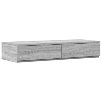 Image of vidaXL Grey Sonoma Bedside Table Modern Nightstand/Cabinet with Drawers for Bedroom 80x36.5x16.5 cm Engineered Wood, Matte Finish