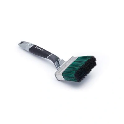 Image of Harris Ultimate Shed &amp; Fence Swan Neck Exterior Woodwork Paint Brush,100mm, Grey