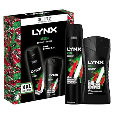 Image of LYNX Africa The Epic O.G. Duo Deodorant Gift Set Body Wash &amp; Spray perfect for his daily routine 2 piece