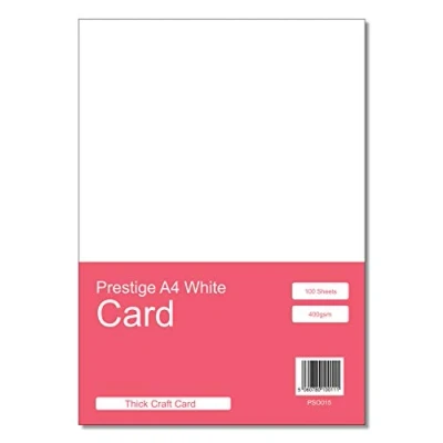 Image of Prestige Thick A4 Card Craft/Crafting White 400gsm 100 Sheet Pack