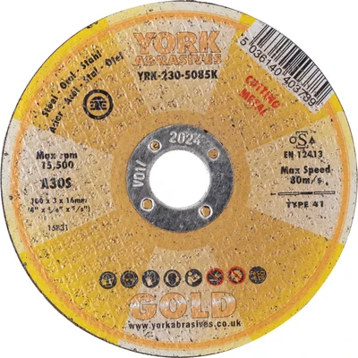 Image of York Abrasives Gold 100X3X16MM A30S Flat Cutting Disc
