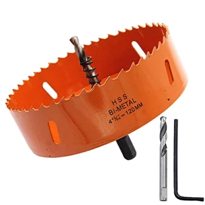 Image of Hole Saw 120mm LAIWEI Cutter, with 1 Drill and Hex Key for Drilling Wood, PVC, etc., Tools 4 3/4&quot; inch