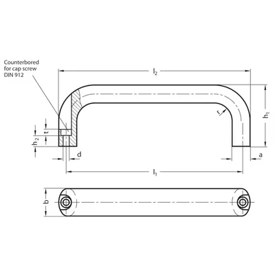Image of Ganter GN565.1 26 116 SW Cabinet &quot;U&#039; Handle; Aluminium; Black