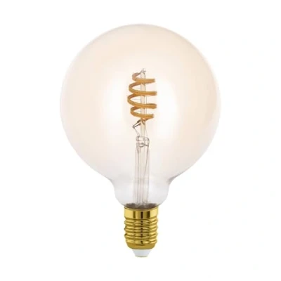 Image of Eglo Connect.z Smart Home E27 LED Filament Light Bulb, G125, ZigBee, app and Voice Control, dimmable, White tunable (Warm Cool White), 360 Lumen, 5 watt, Vintage Lightbulb Amber