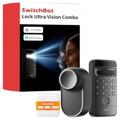 Image of SwitchBot WiFi Smart Lock Ultra with Keypad Vision, 3D Face Recognition, Fingerprint Door Lock, Fits Your Existing Euro Profile Cylinder, Supports Matter, Alexa, Google, IFTTT
