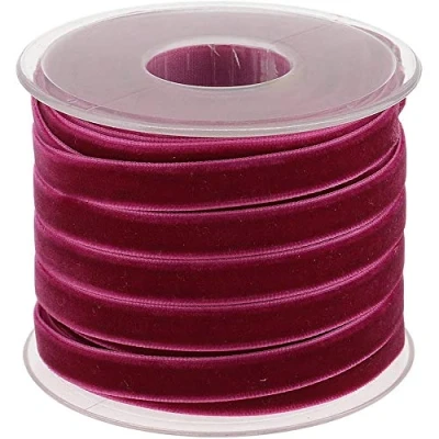 Image of POFET 20 Yard 10mm Wide Velvet Ribbon Roll for Crafts Decoration Purple
