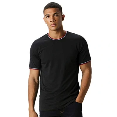 Image of Kustom Kit Mens Fashion Fit Tipped T Shirt (XL) (Black/White/Red)