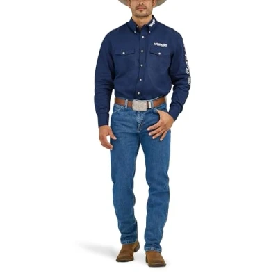 Image of Wrangler Men&#039;s Premium Performance Cowboy Cut Regular Fit Jean, Navy, 34W / 34L