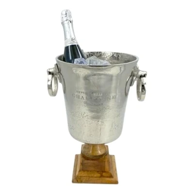 Image of Deluxe Large Champagne Prosseco Antique Vintage Royal Ice Bucket Cooler (Deluxe Wood Base)