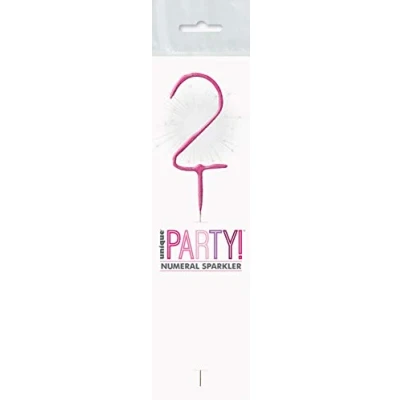 Image of Dazzling Pink Glitz Birthday Sparkler Number 2 (17cm) Perfect for Parties &amp; Celebrations 1 Pc