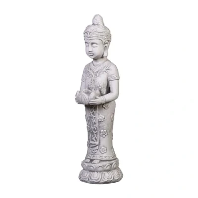 Image of gartendekoparadies.de Slim standing Buddha, stone figure, H. 50 cm, 6 kg, gray, frost proof made of cast for outdoor use