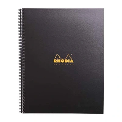 Image of RHODIA 191310C Spiral Notebook (Full Bound) Black A4+ Lined 160 Detachable pages Perf. 9 Holes Clairefontaine Paper 90g Semi Rigid Cover Rhodiactive