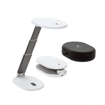 Image of Foldi Go: Rechargeable 6,000K Daylight LED Desk Lamp with 4 Brightness Levels &amp; Adjustable Arm Compact Portable Carry Case (Perfect for Home, Office, or Travel), White