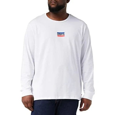 Image of Levi&#039;s Men&#039;s Long Sleeve Standard Graphic Tee T Shirt, Mini Sportswear Ls Srt White+, XXL