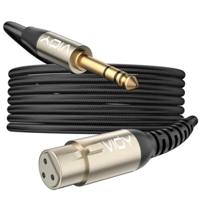 Image of VIOY XLR to 6.35mm Cable 3M, 1/4 Inch TRS Female Balanced Microphone for Mixers, Amplifiers, Speakers, Dynamic Microphones, CD Players, Electronic Piano, Karaoke Machines