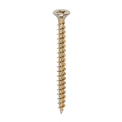 Image of TIMCO Solo Chipboard &amp; Woodscrews Gold 5.0 x 60 Box of 200 A single thread woodscrew mainly used in various types timber and man made boards or into masonry with the use plastic plug